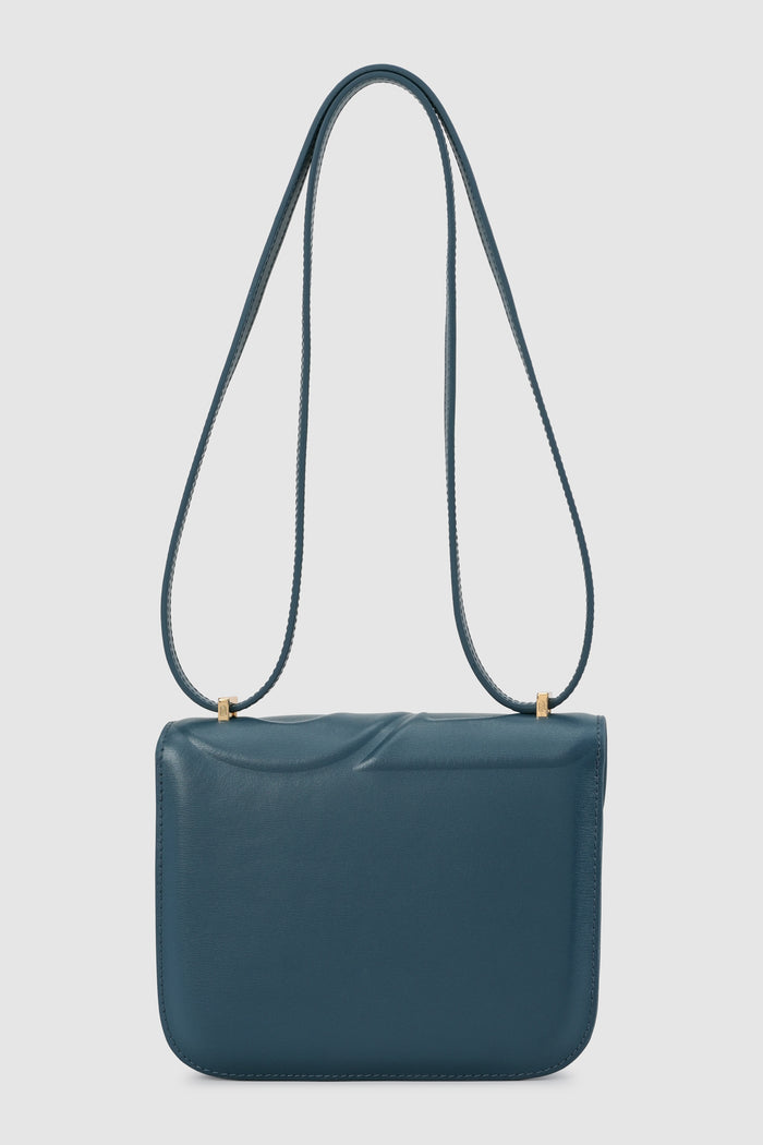alba bag shiny leather in electric by buttonscarves back view