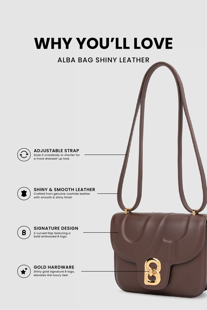 alba bag shiny leather in sequoia by buttonscarves feature overview