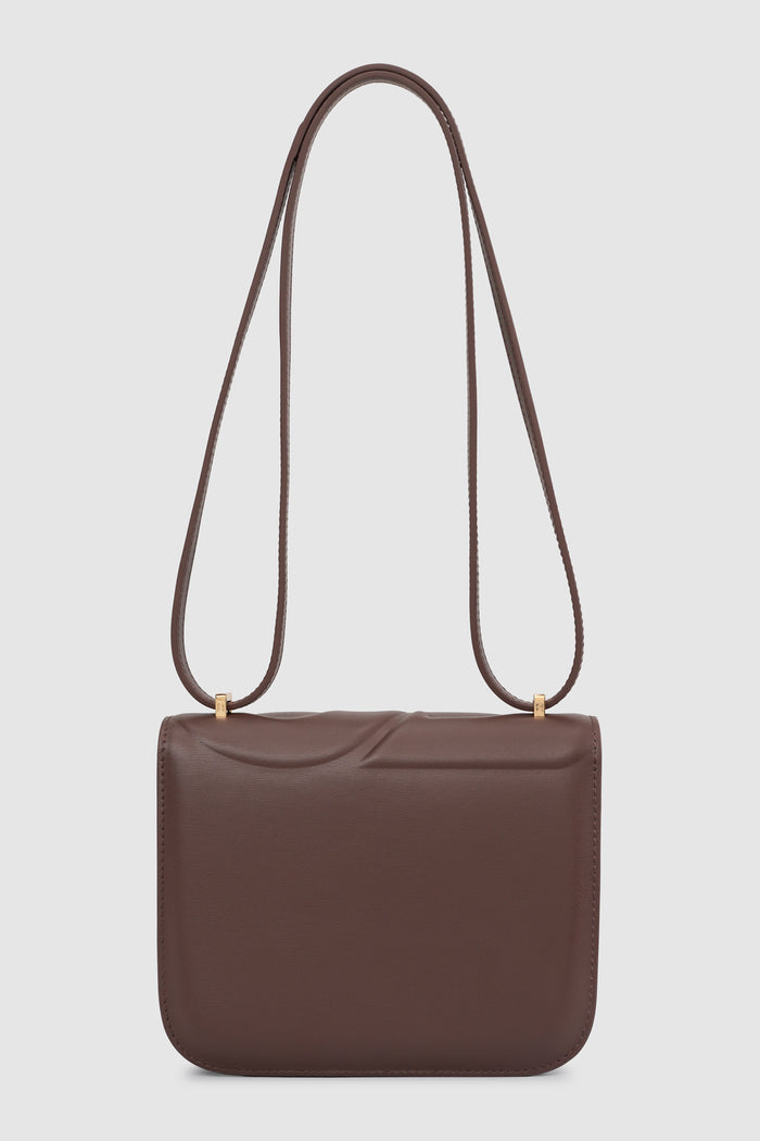 alba bag shiny leather in sequoia by buttonscarves back view