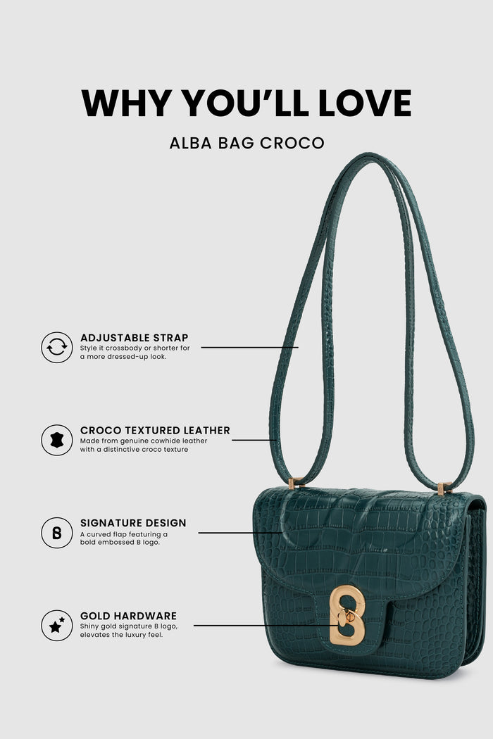 alba bag croco in teal by buttonscarves feature overview