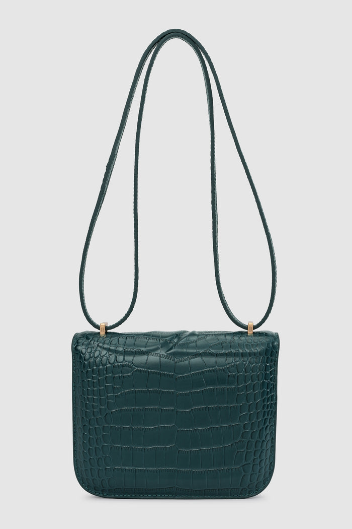 alba bag croco in teal by buttonscarves back view