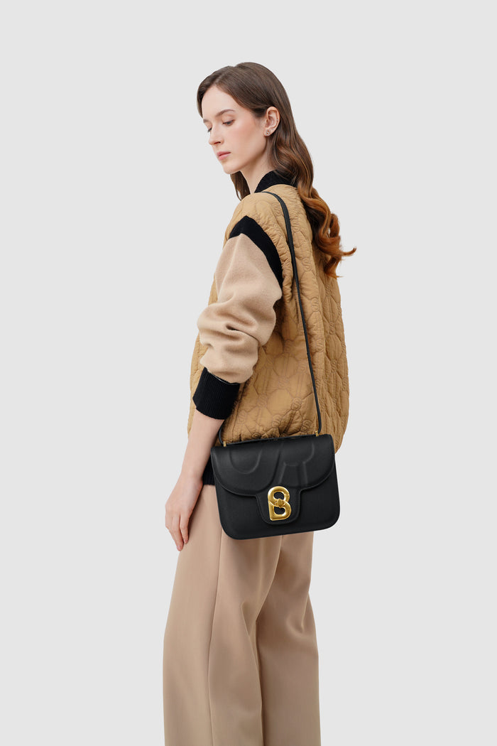 alba bag large in black by buttonscarves with adjustable leather strap