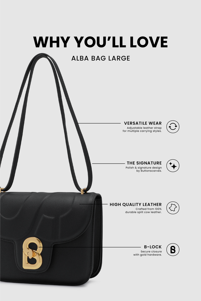 alba bag large in black leather bag feature overview