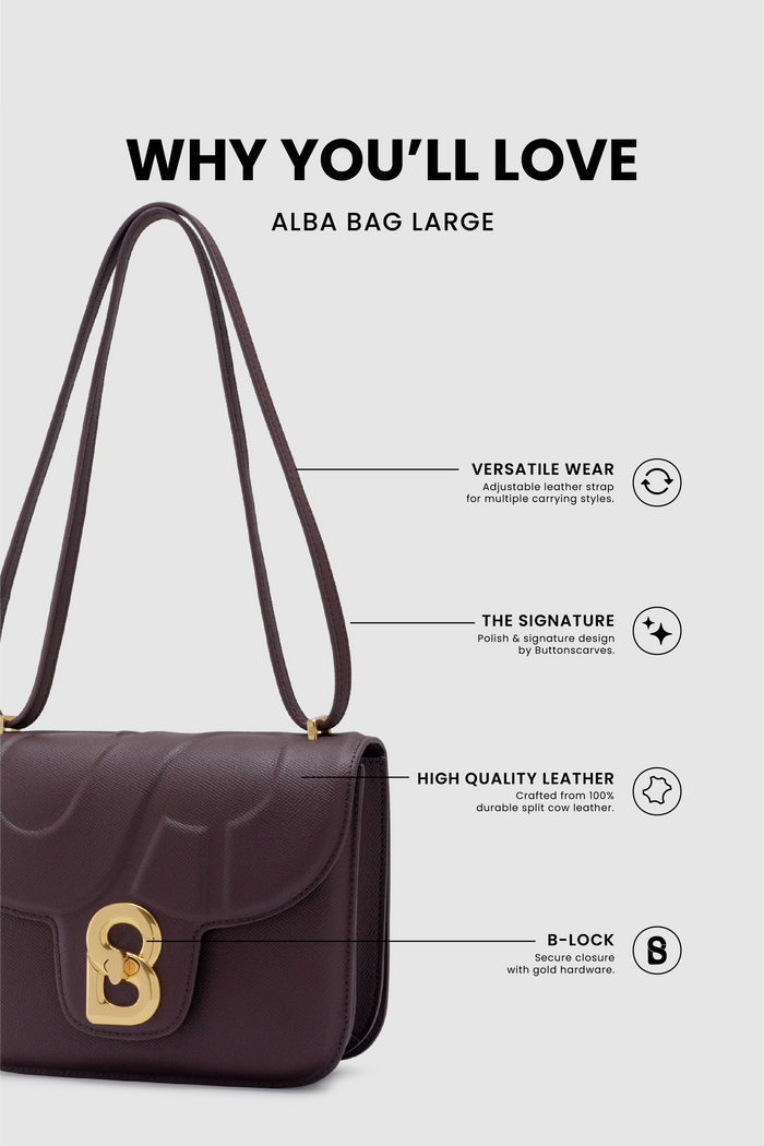 alba bag large in burgundy leather bag feature overview
