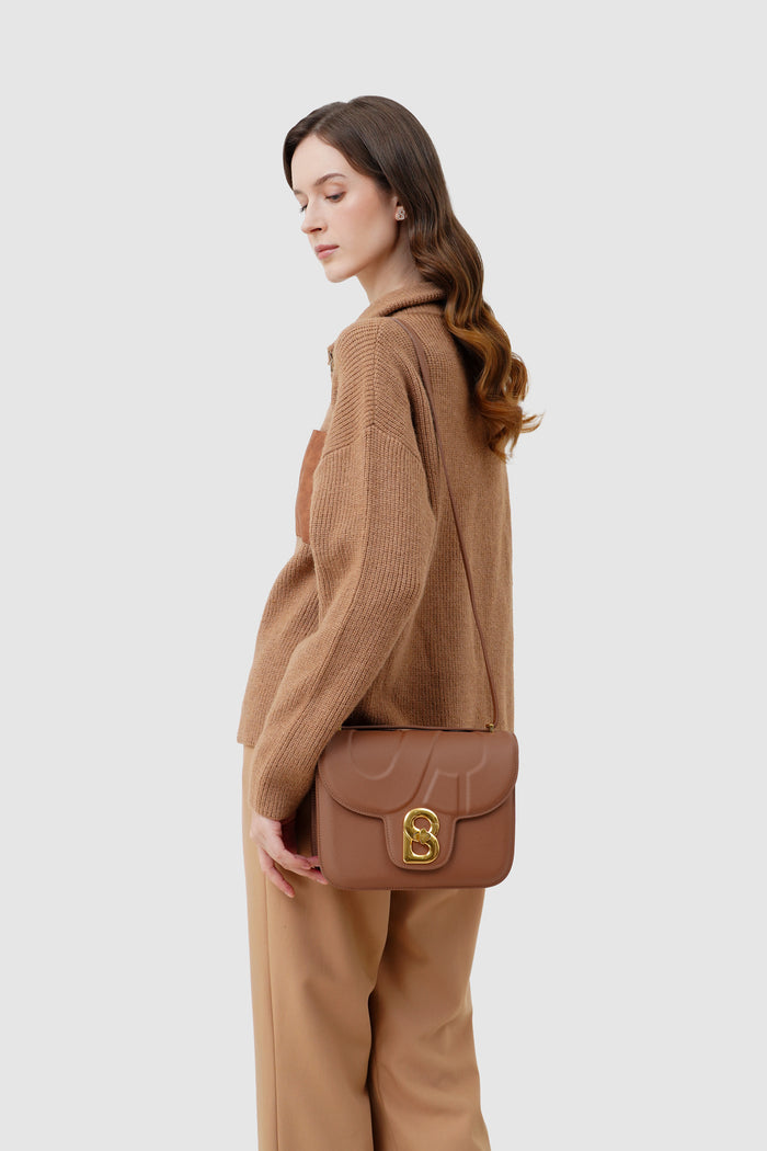 alba bag large in caramel by buttonscarves with adjustable leather strap