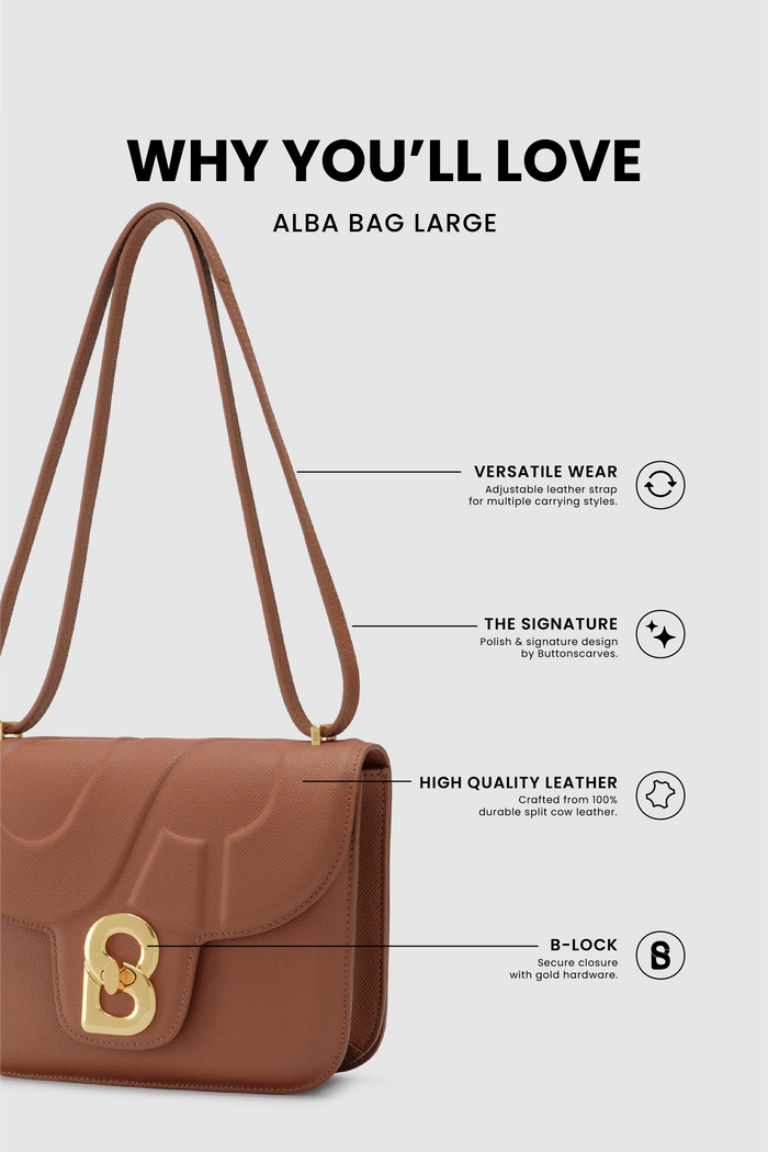 alba bag large in caramel leather bag feature overview