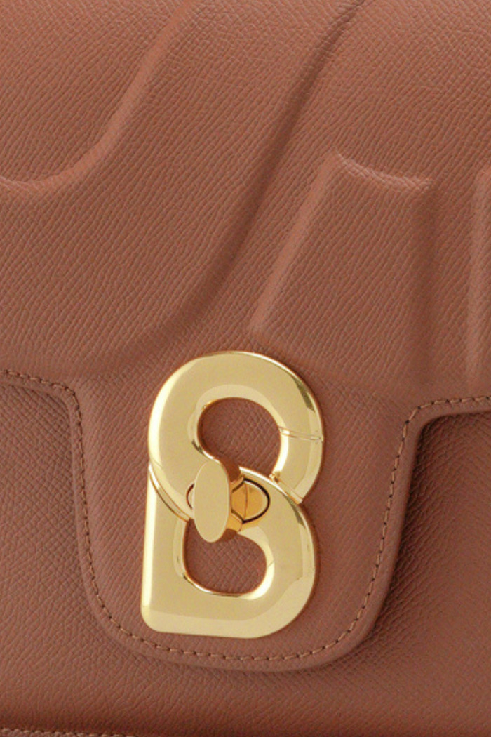 alba bag large in caramel by buttonscarves signature b twist lock detail