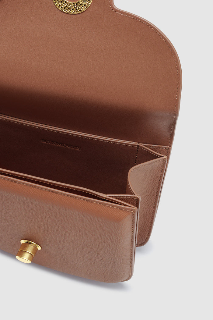 alba bag large in caramel by buttonscarves interior compartment