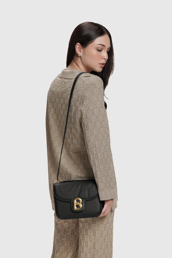 alba bag medium in black by buttonscarves with adjustable leather strap