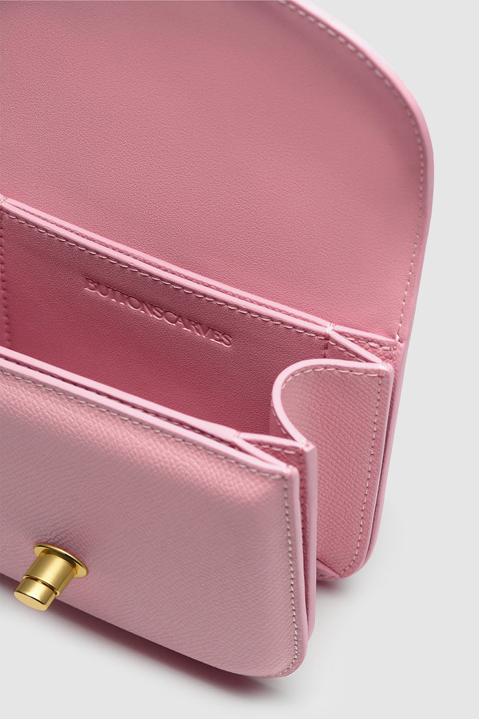 alba bag in pink detailed view of textured saffiano cow leather