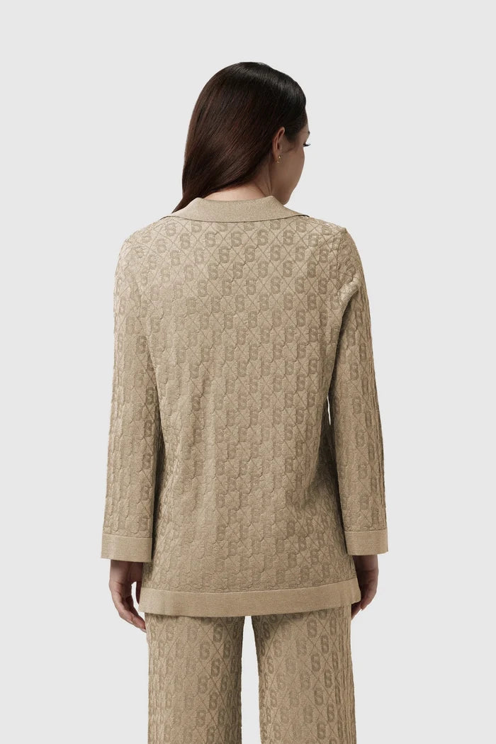alba knit top in frappe by buttonscarves back view