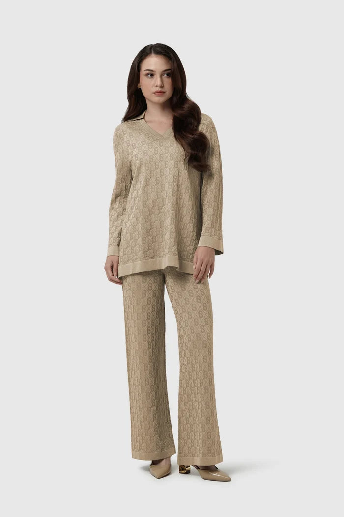 alba knit top in frappe by buttonscarves combines with alba knit pants frappe looks