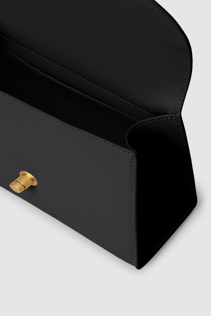 alda bag black detailed view of textured saffiano cow leather