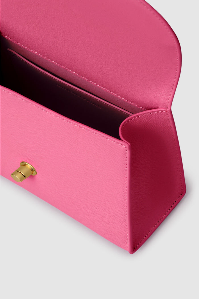 alda bag viva magenta detailed view of textured saffiano cow leather