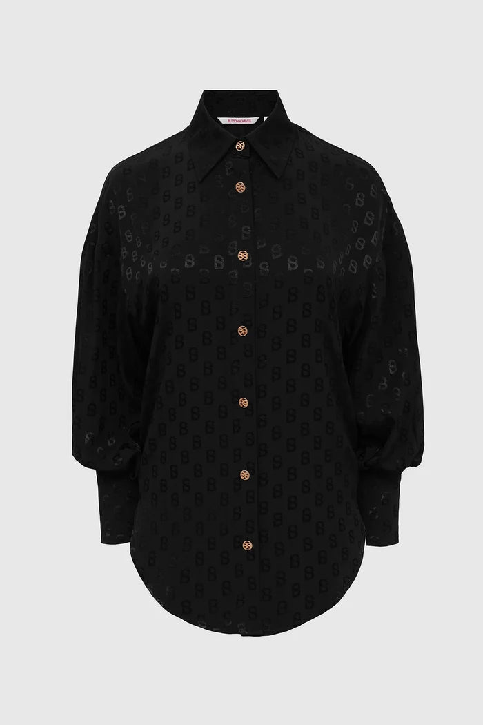 aleena shirt in black by buttonscarves