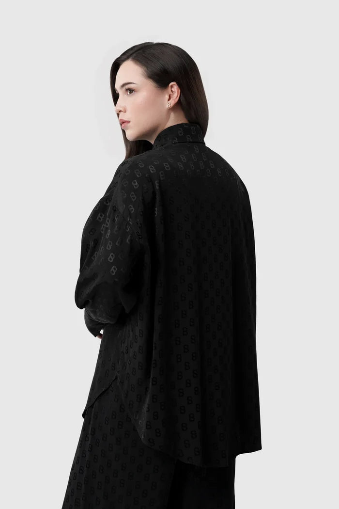 aleena shirt in black by buttonscarves back view