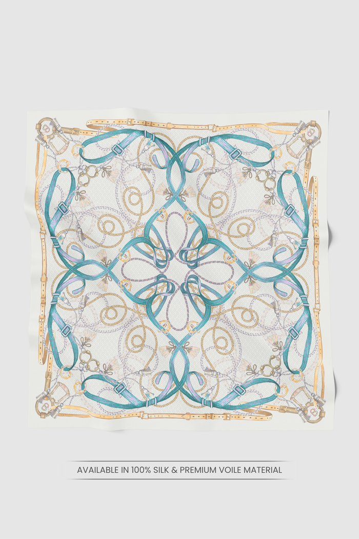 alexandra printed square scarf in chalk by buttonscarves