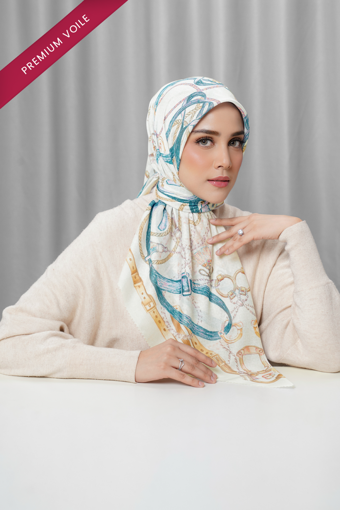 alexandra printed square scarf in chalk by buttonscarves front view
