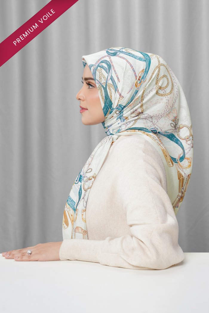 alexandra printed square scarf in chalk by buttonscarves side view