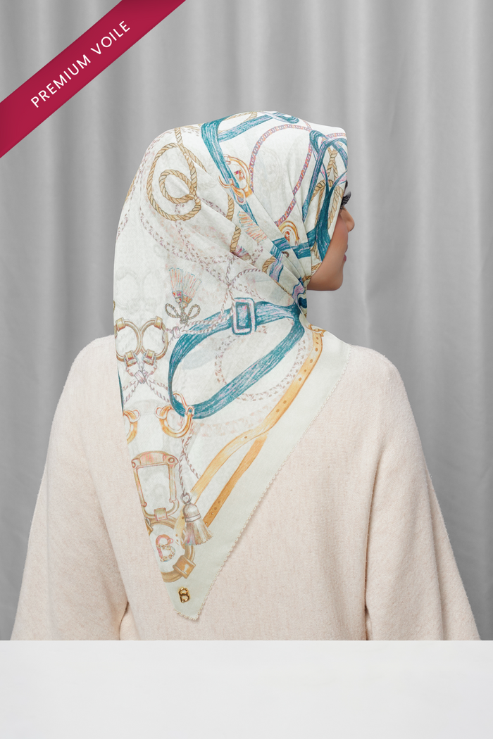 alexandra printed square scarf in chalk by buttonscarves back view