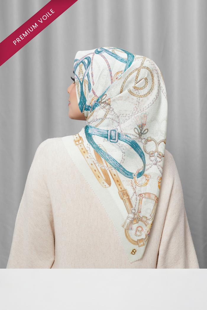 alexandra printed square scarf in chalk by buttonscarves back view