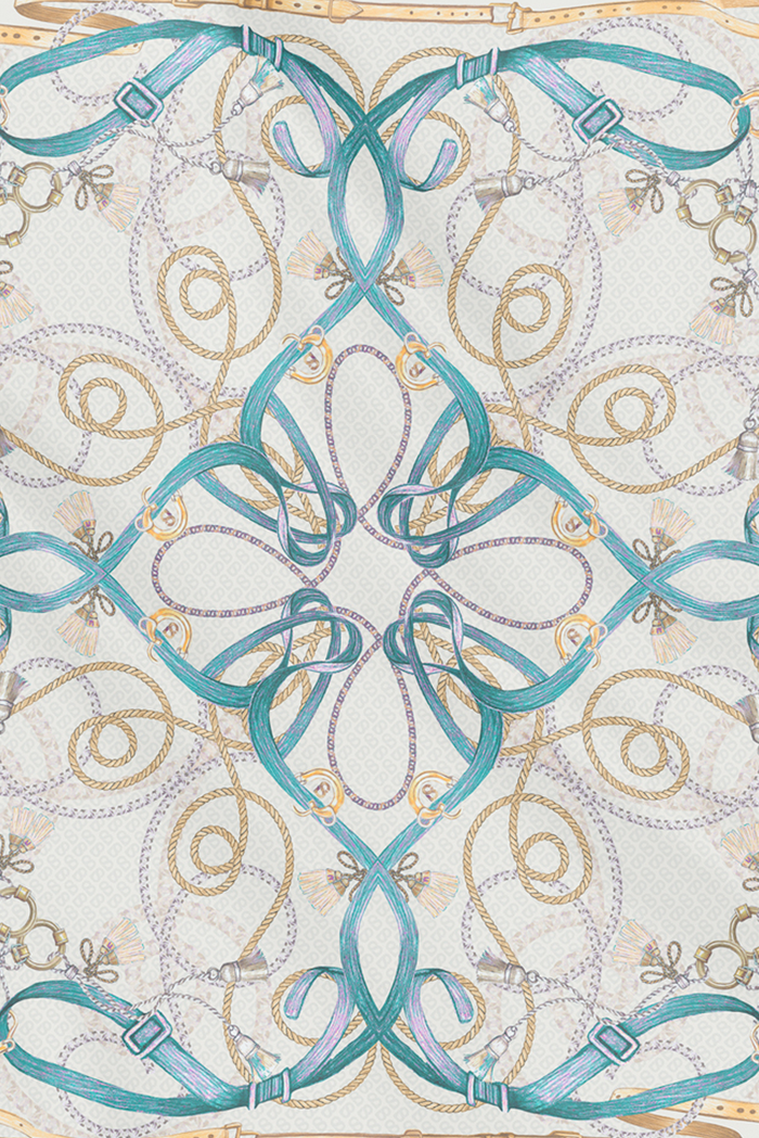 alexandra printed square scarf in chalk by buttonscarves pattern detail