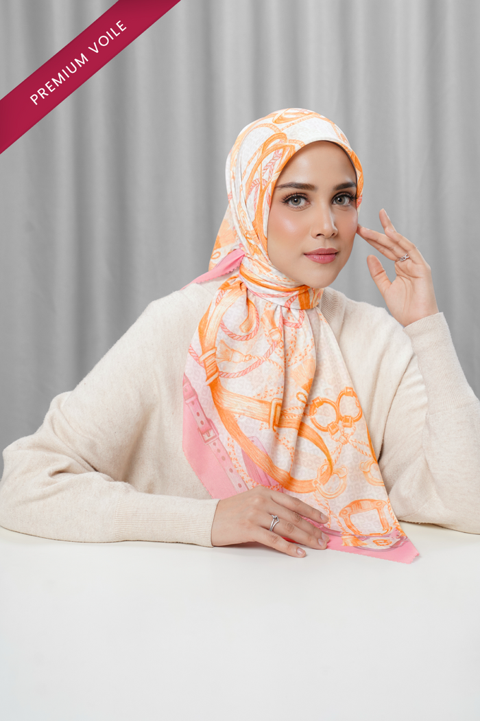alexandra printed square scarf in chantilly by buttonscarves front view