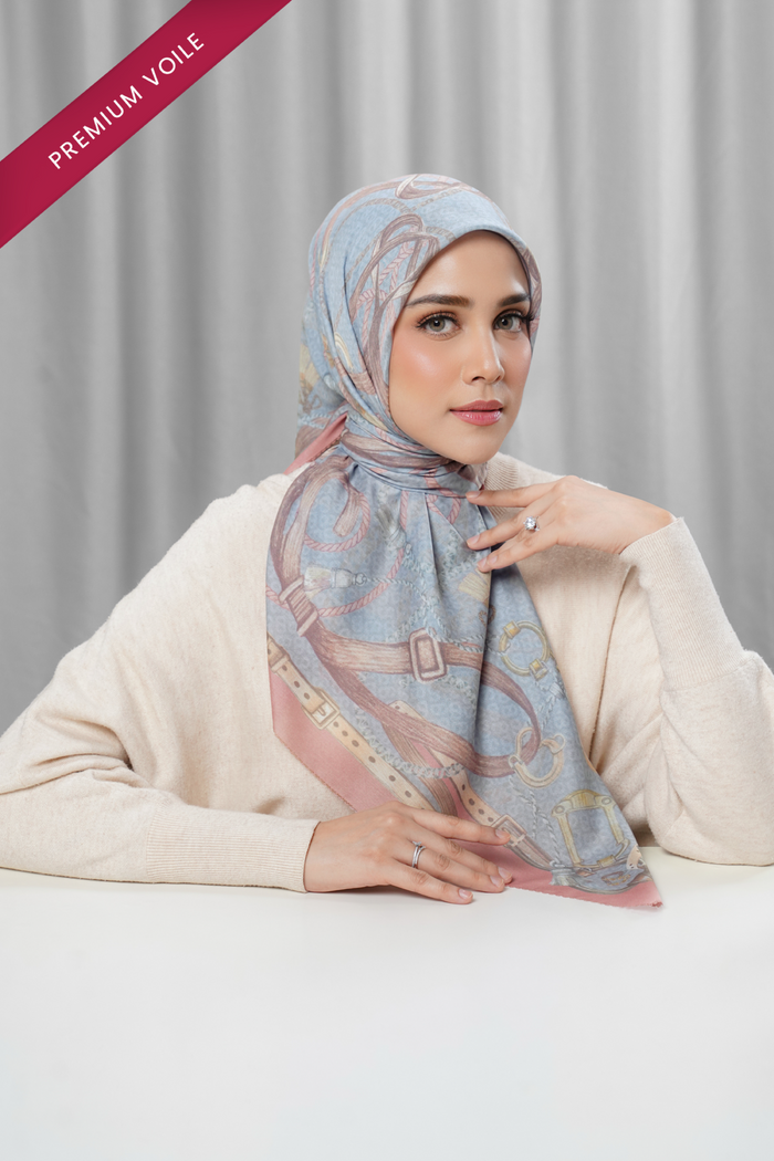 alexandra printed square scarf in chateau by buttonscarves front view