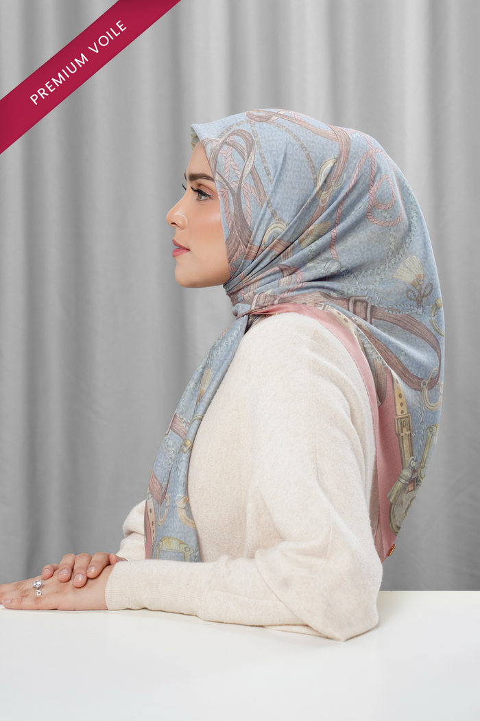 alexandra printed square scarf in chateau by buttonscarves side view