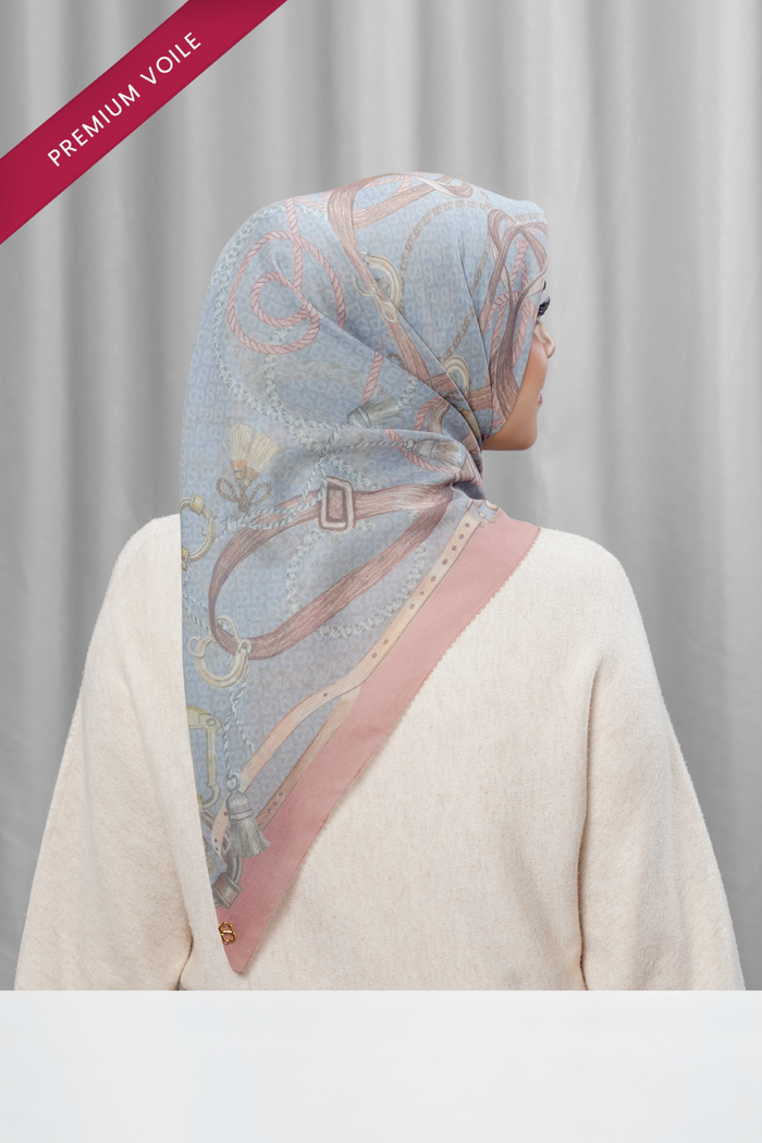 alexandra printed square scarf in chateau by buttonscarves back view