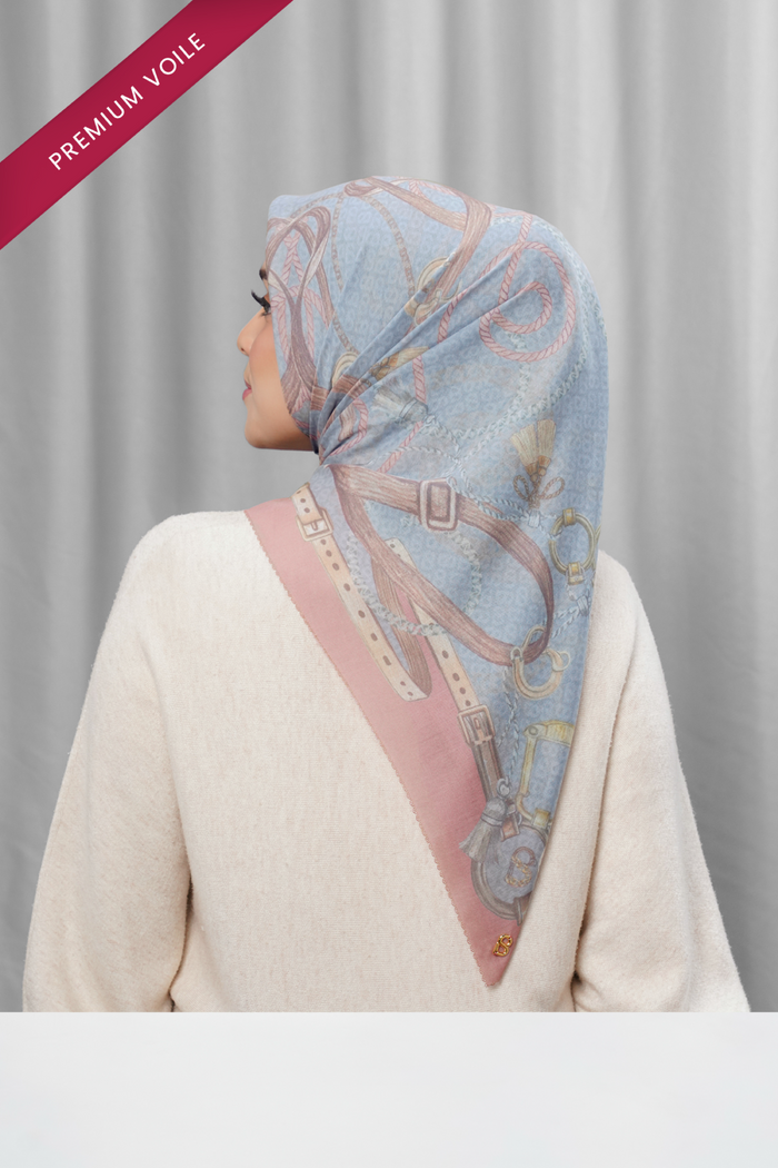 alexandra printed square scarf in chateau by buttonscarves back view