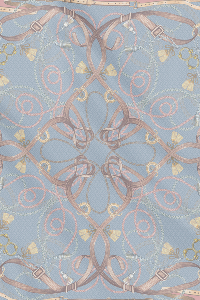 alexandra printed square scarf in chateau by buttonscarves pattern detall