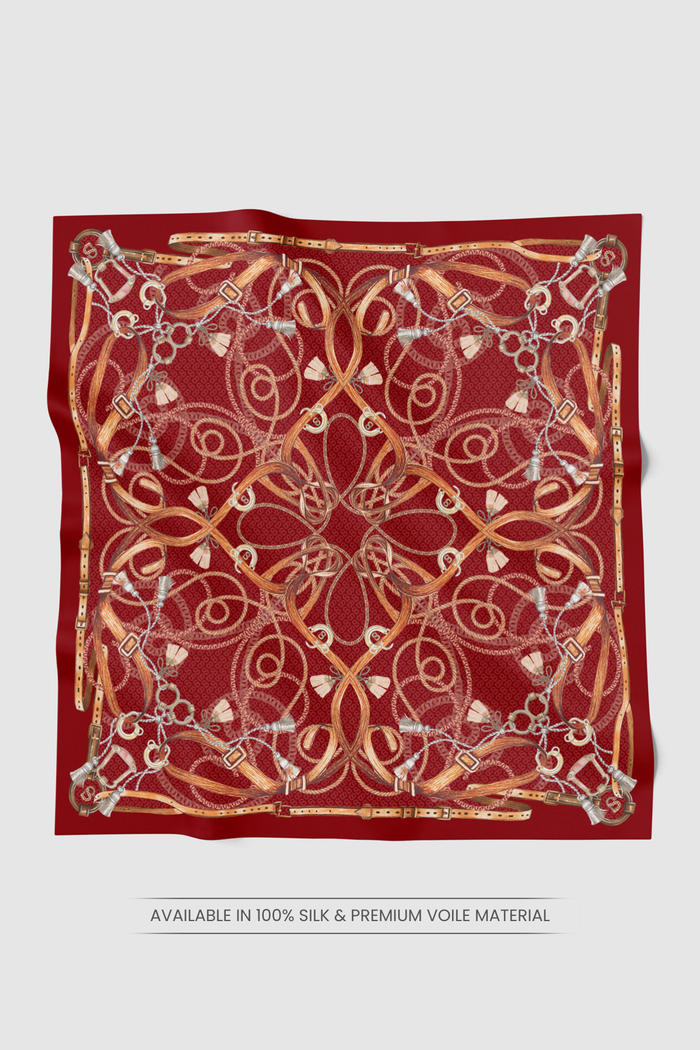 alexandra printed square scarf in crimson by buttonscarves