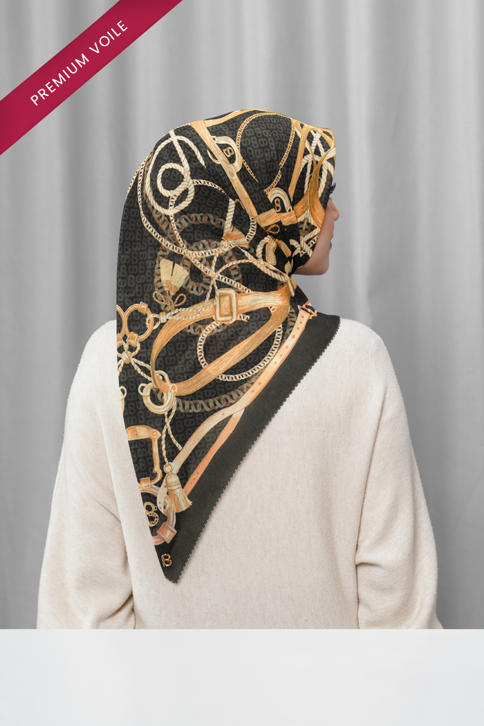 alexandra printed square scarf in gala by buttonscarves back view