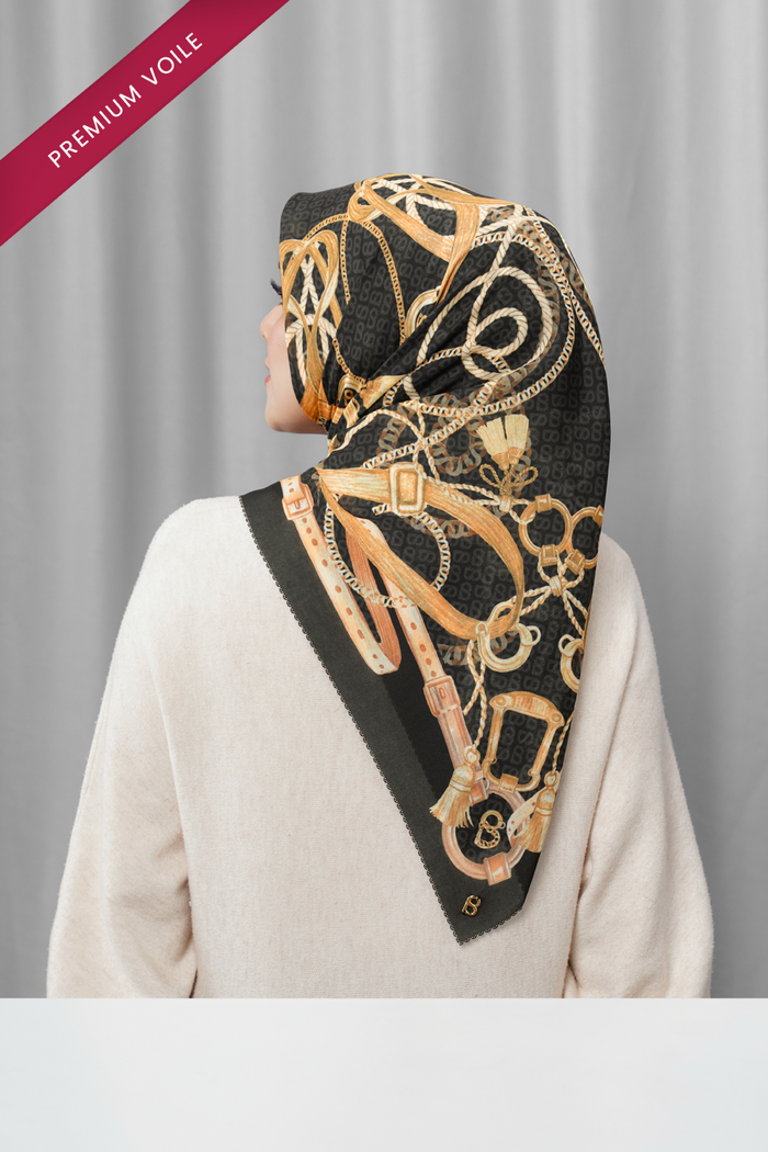 alexandra printed square scarf in gala by buttonscarves back view