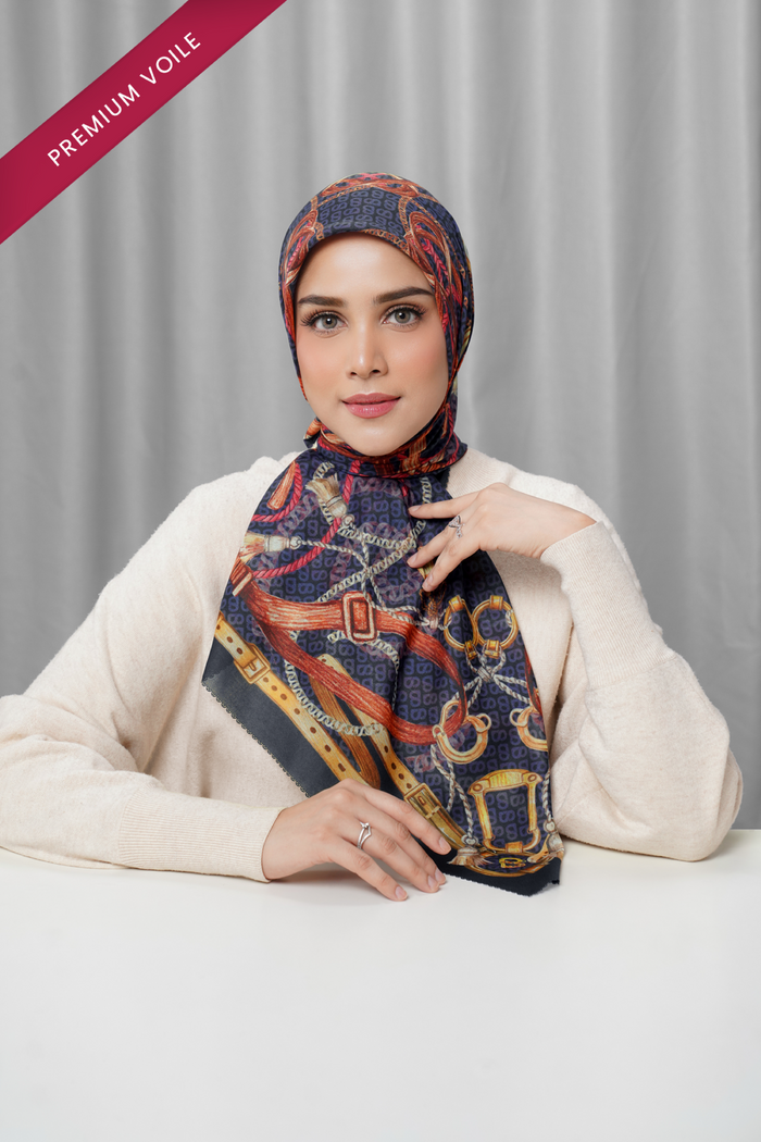 alexandra printed square scarf in imperial by buttonscarves front view