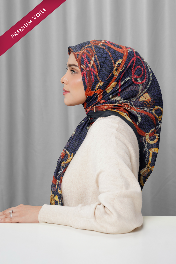 alexandra printed square scarf in imperial by buttonscarves side view