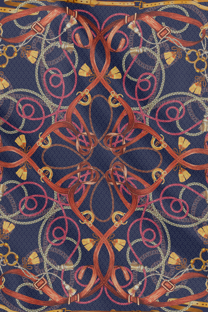 alexandra printed square scarf in imperial by buttonscarves pattern detail