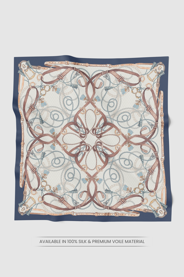 alexandra printed square scarf in marine by buttonscarves