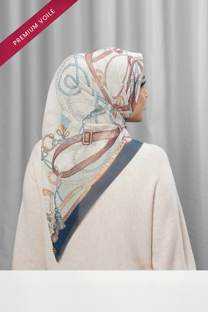 alexandra printed square scarf in marine by buttonscarves back view