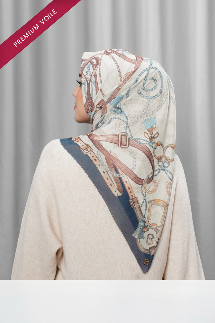 alexandra printed square scarf in marine by buttonscarves back view