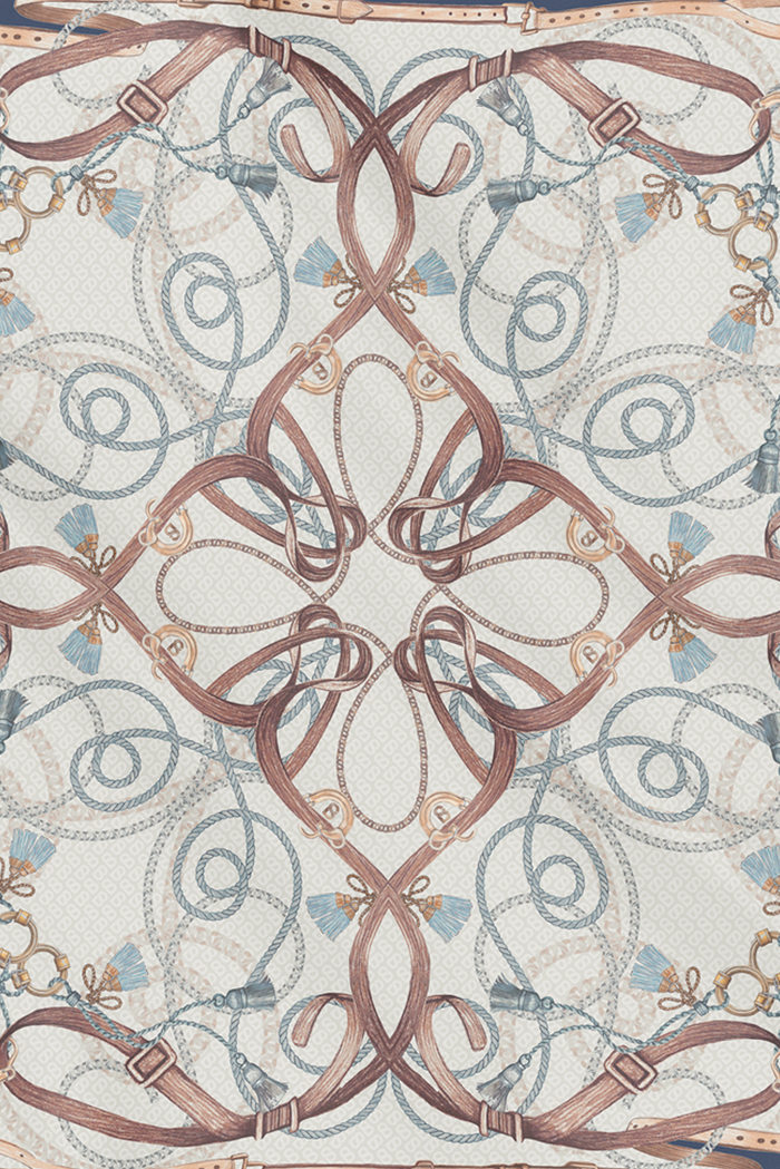 alexandra printed square scarf in marine by buttonscarves pattern detail