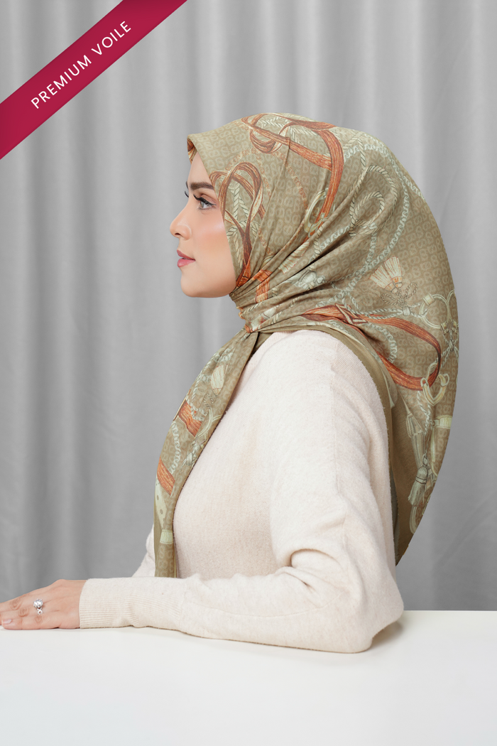 alexandra printed square scarf in tapestry by buttonscarves side view