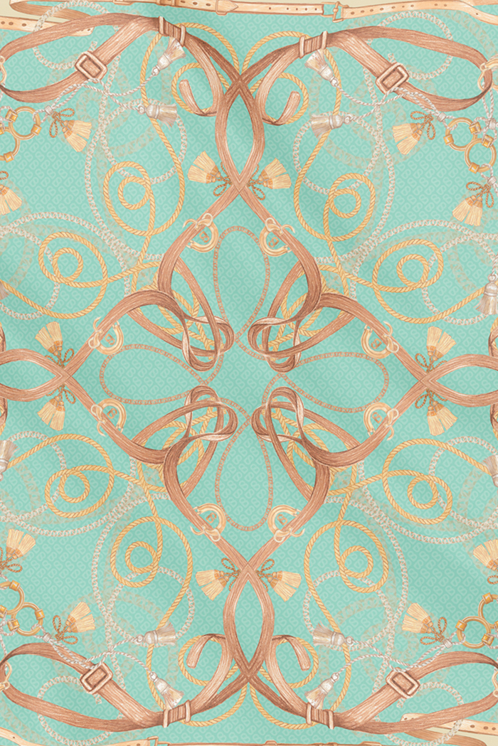 alexandra printed square scarf in verdant by buttonscarves pattern detail
