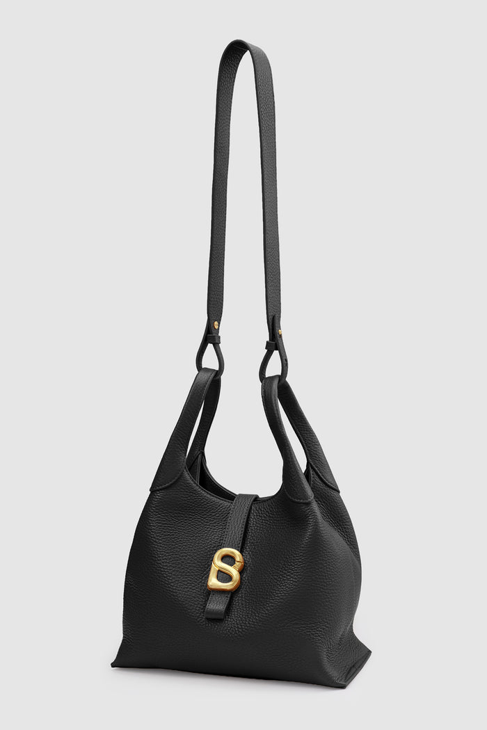 alexandra shoulder bag in black by buttonscarves with detachable strap