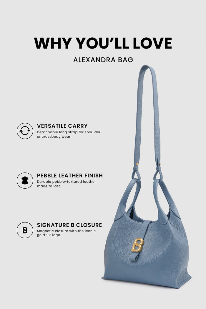 alexandra shoulder bag in blue fairy by buttonscarves feature overview