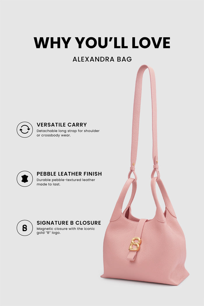 alexandra shoulder bag in blush by buttonscarves feature overview