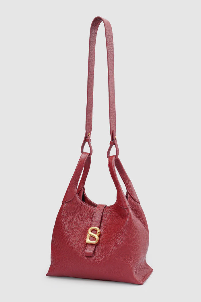alexandra shoulder bag in cranberry by buttonscarves with detachable strap