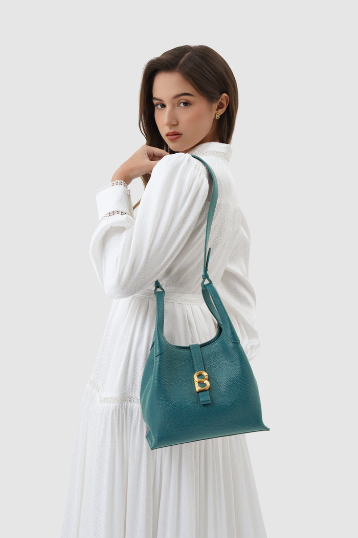 alexandra shoulder bag in jeans by buttonscarves carried on shoulder