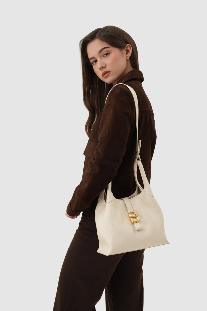 alexandra shoulder bag in lamb by buttonscarves carried on shoulder